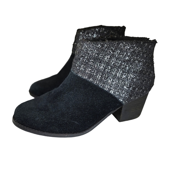 Toms Shoes - Toms Black Silver Ankle Booties Size 9.5 1002860816 Heels *See Description